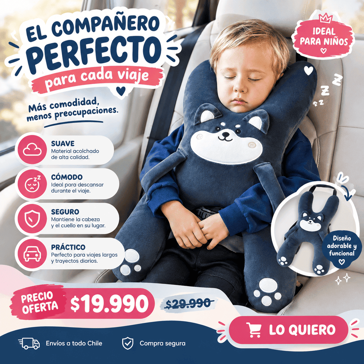 Almohada de viajes para Niños.